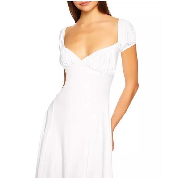 Susana Monaco Sugar White Puff Sleeve Shoulder High Low Wedding Midi Dress Small - Picture 4 of 9
